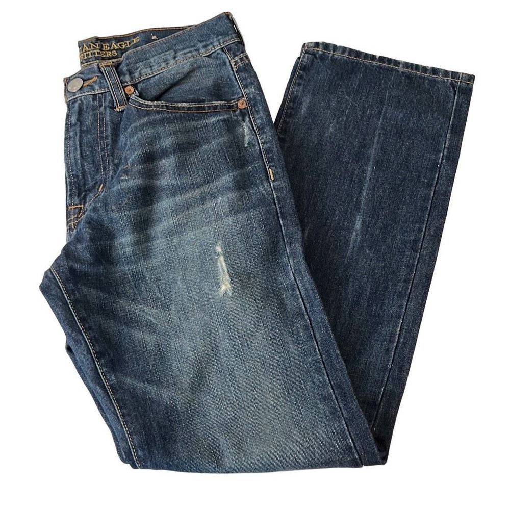 American Eagle Mens Jeans 28/30 Original Straight Blue Distressed Jeans